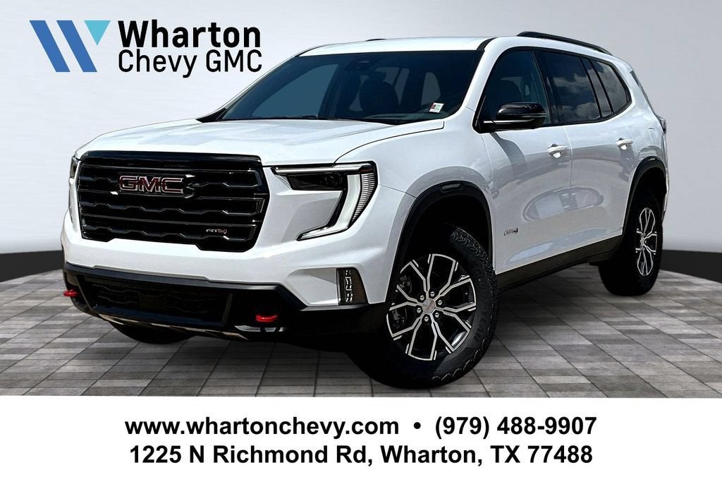 2026 GMC Acadia AT4 in Summit White — front three-quarter view