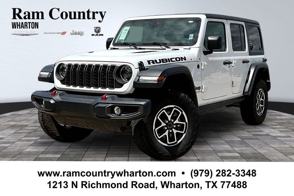2025 Jeep Wrangler Rubicon in Bright White Clearcoat — front three-quarter view